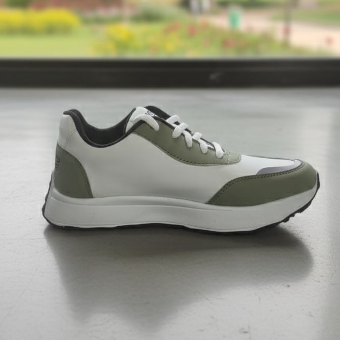 White & Olive Green Casual Sneakers – Otorrans Collection