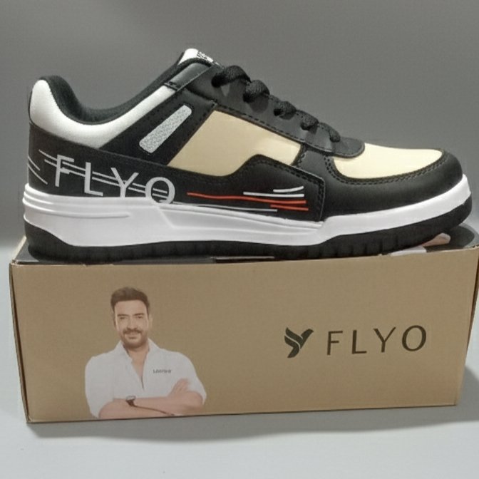 Lakhani FLYO Men’s Beige & Black Sports Sneakers – Style with Comfort