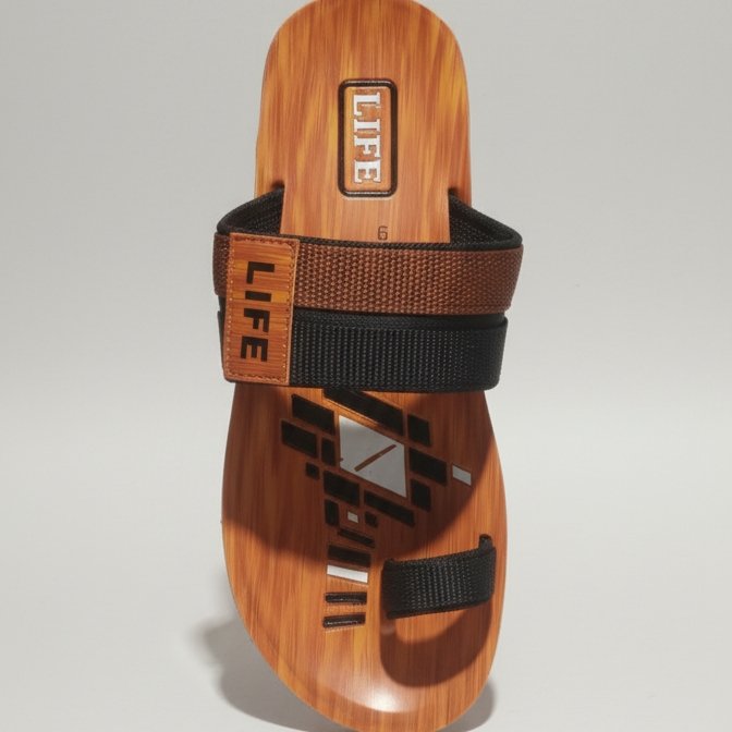 Stylish Wooden Texture “LIFE” Casual Sandal for Men