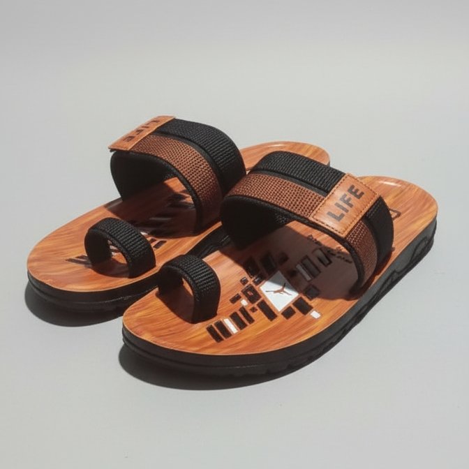 Stylish Wooden Texture “LIFE” Casual Sandal for Men - Image 4