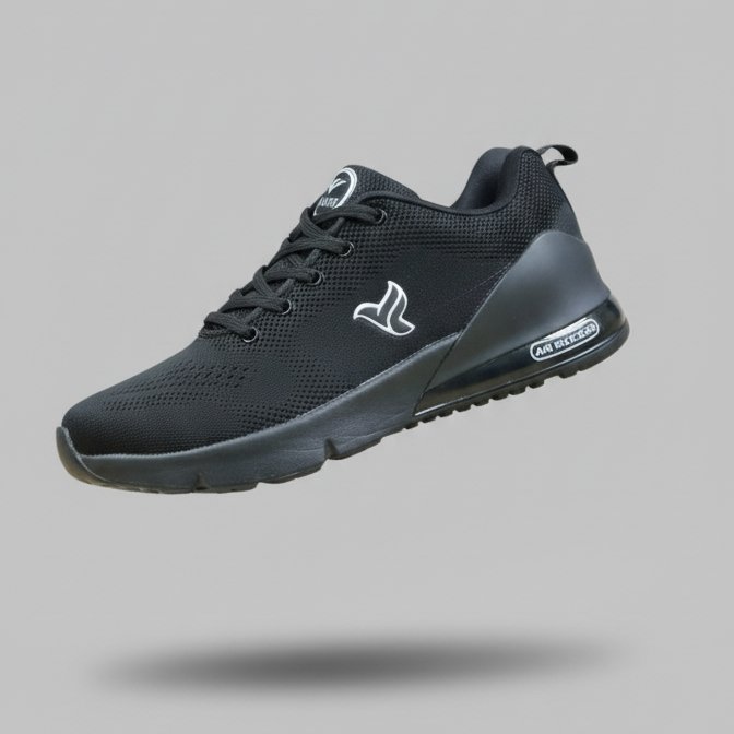 FLYO Men’s Black Air Shocker Sports Shoes – Lightweight & Stylish
