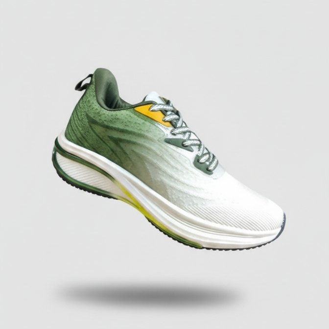 FLYO Men’s Green-White Lightweight Running Shoes