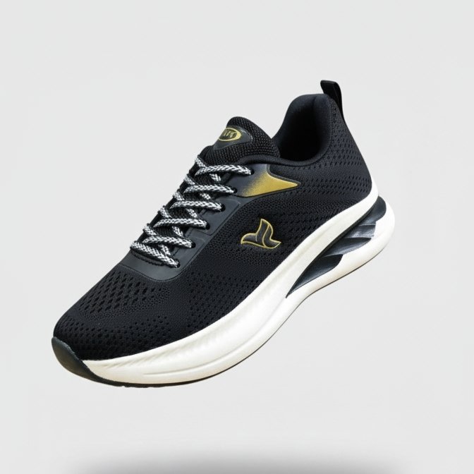 FLYO Men’s Black-Gold Lightweight Running Shoes
