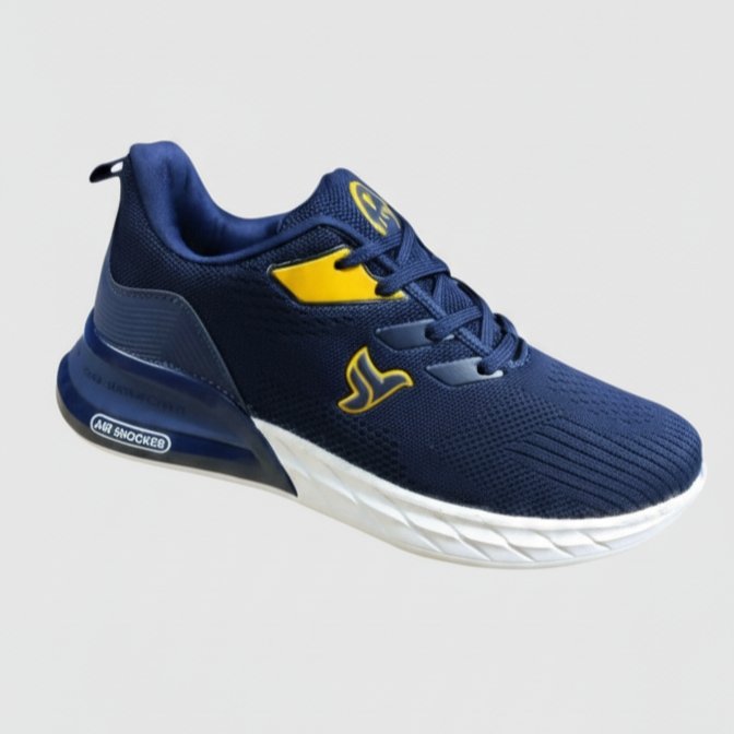 FLYO Men’s Navy-Yellow Air Shocker Lightweight Sports Shoes