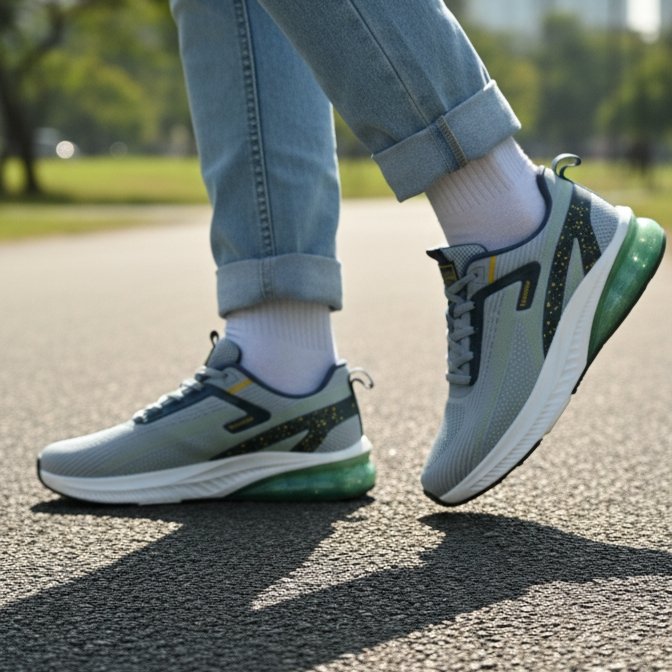 FLYO Men’s Premium Green-Blue Air Cushion Running Shoes - Image 2