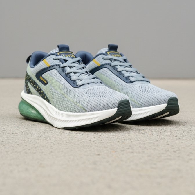 FLYO Men’s Premium Green-Blue Air Cushion Running Shoes - Image 3
