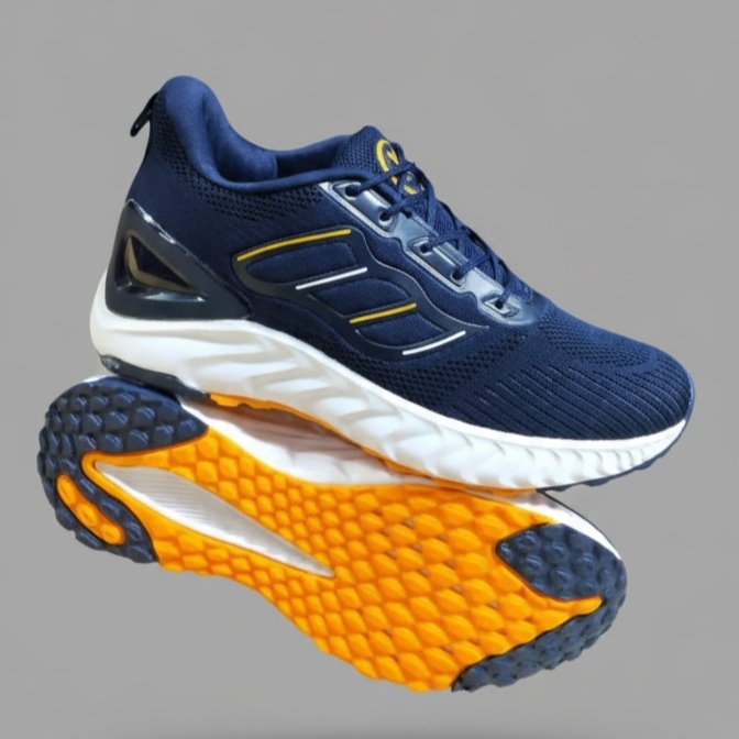FLYO Men’s Navy-Yellow High Grip Running Shoes