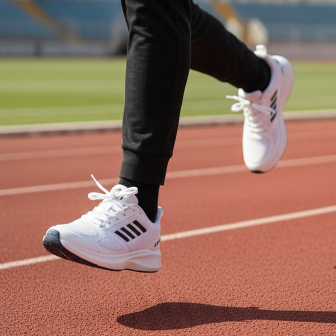 FLYO Men's White Mesh Lightweight Running Sports Shoes - Image 2