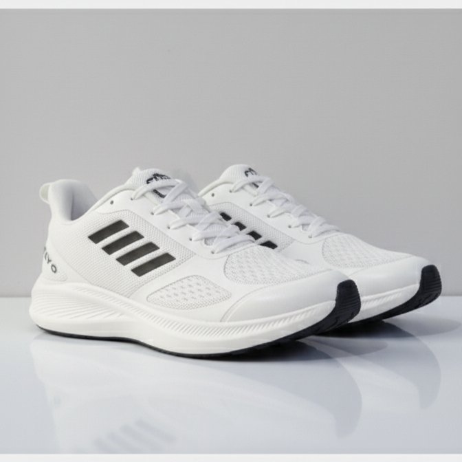 FLYO Men's White Mesh Lightweight Running Sports Shoes - Image 3