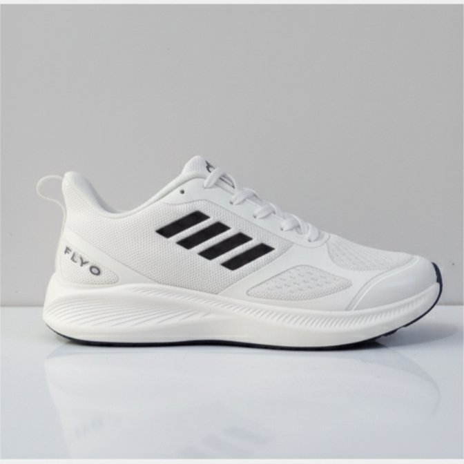 FLYO Men's White Mesh Lightweight Running Sports Shoes