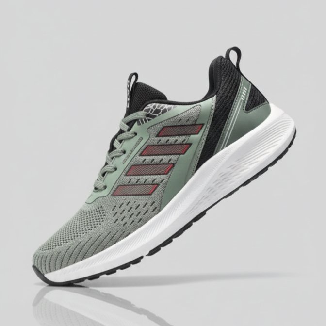 FLYO Men's Green & Black Lightweight Mesh Sports Running Shoes