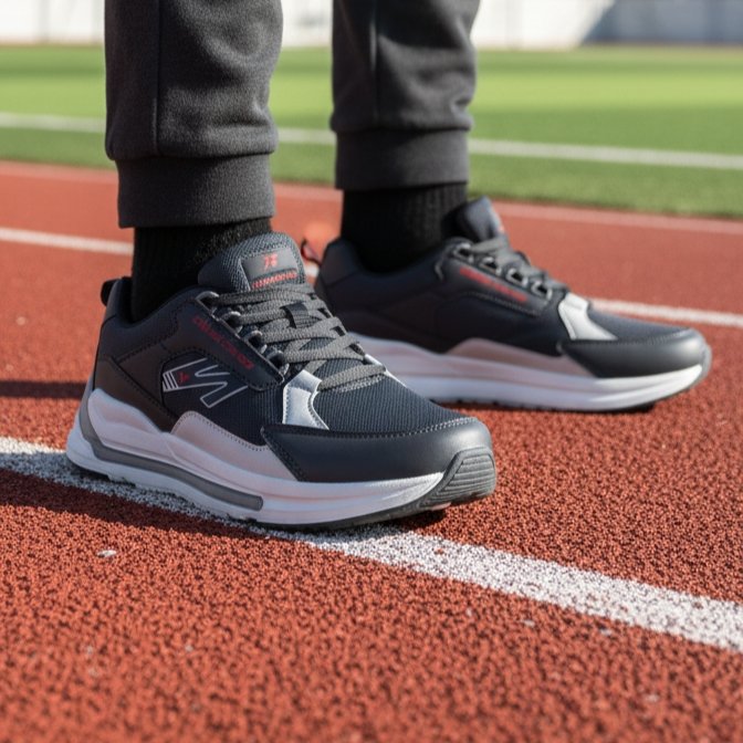 FLYO Men's Black & Grey Premium Casual Sports Shoes - Image 2