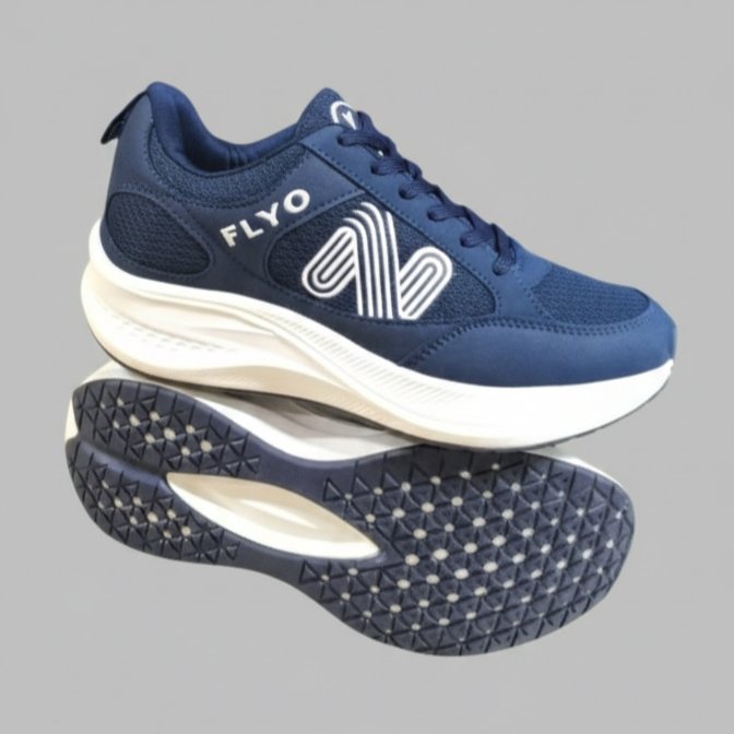 FLYO Men's Navy Blue Mesh Lightweight Sports Running Shoes - Image 2