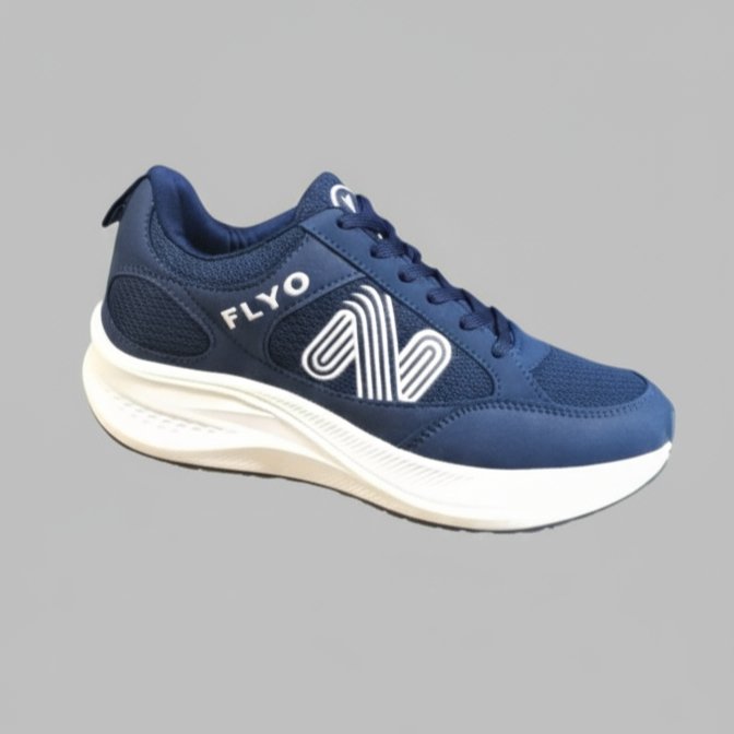 FLYO Men's Navy Blue Mesh Lightweight Sports Running Shoes