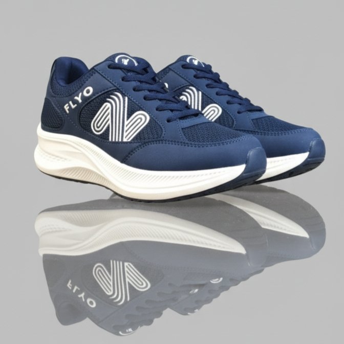 FLYO Men's Navy Blue Mesh Lightweight Sports Running Shoes - Image 4