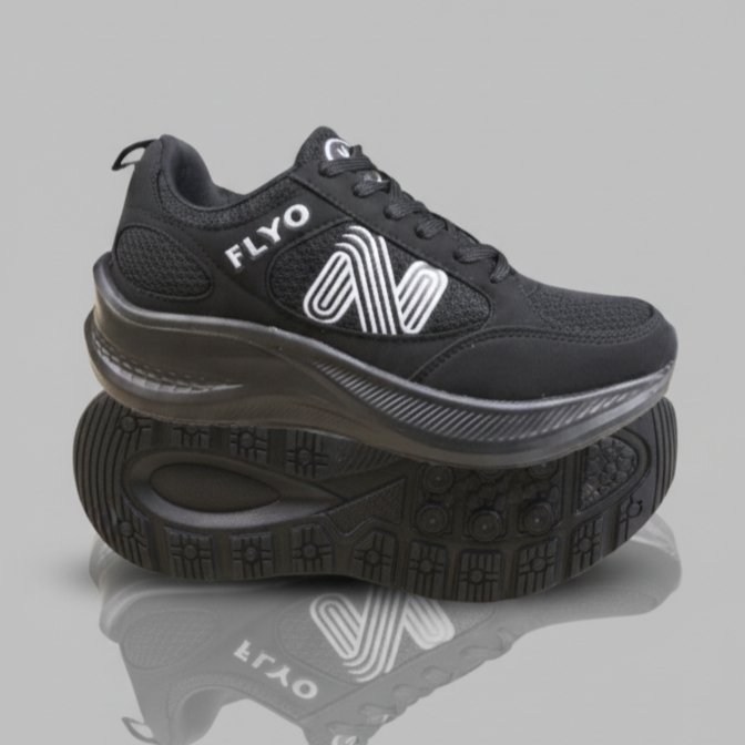 FLYO Men's Black Mesh Comfort Running & Walking Shoes - Image 4
