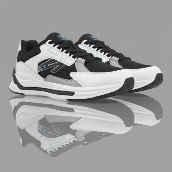 FLYO Men's White & Black Premium Sports Running Shoes - Image 3