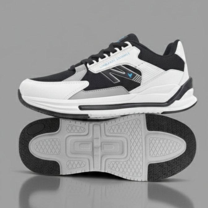 FLYO Men's White & Black Premium Sports Running Shoes - Image 5