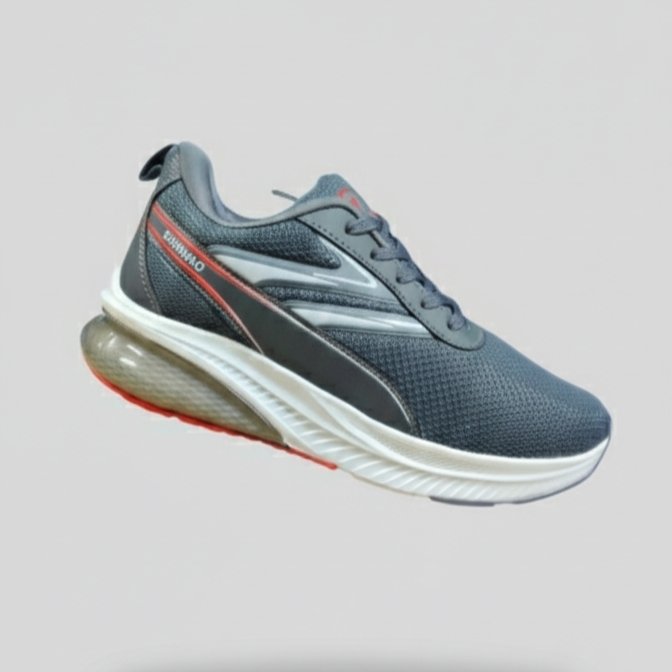 FLYO Men's Grey Mesh Air-Cushion Sports Running Shoes - Image 3