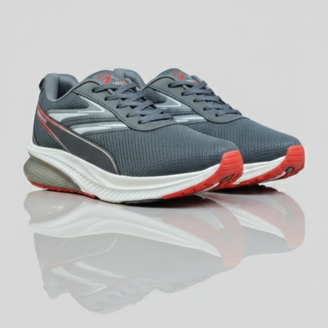 FLYO Men's Grey Mesh Air-Cushion Sports Running Shoes - Image 4
