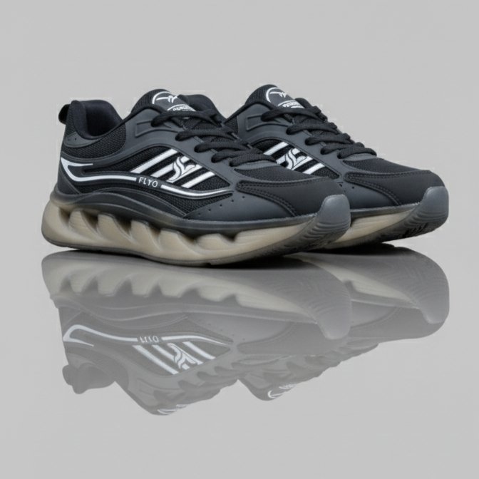 FLYO Men's Black Premium Air-Sole Sports Running Shoes - Image 3