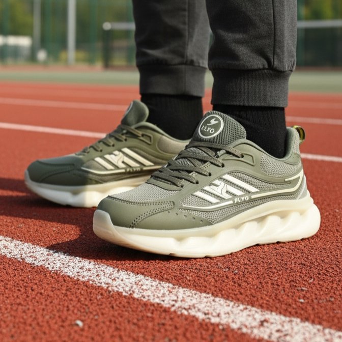 FLYO Men's Olive Green Air-Sole Lightweight Sports Shoes - Image 2