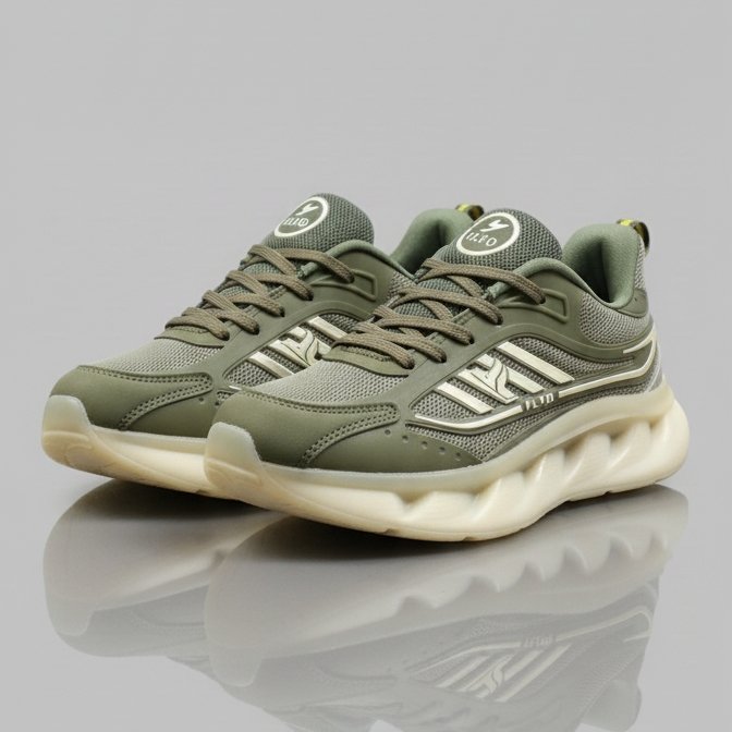 FLYO Men's Olive Green Air-Sole Lightweight Sports Shoes - Image 3