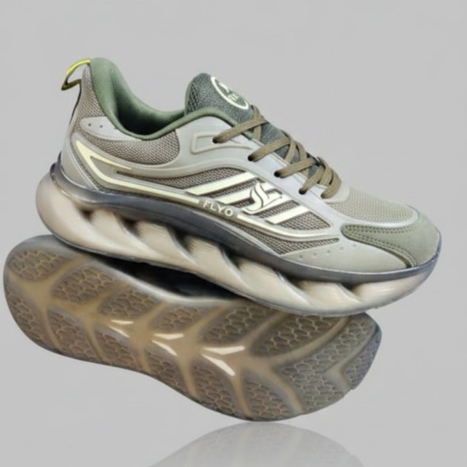 FLYO Men's Olive Green Air-Sole Lightweight Sports Shoes