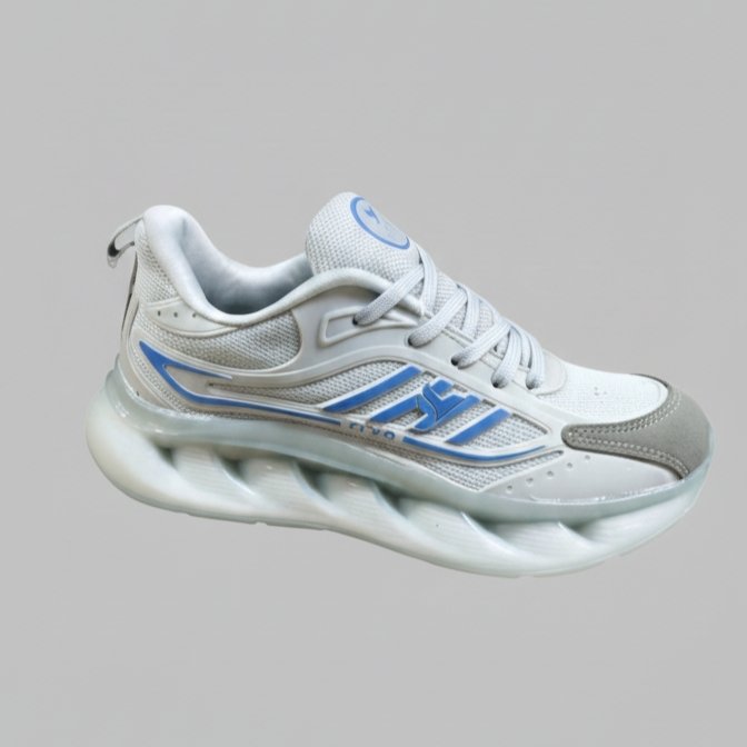 FLYO Men's White & Sky Blue Air-Sole Premium Sports Shoes - Image 5
