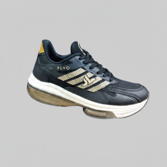 FLYO Men's Black & Gold Air-Cushion Premium Sports Shoes - Image 5