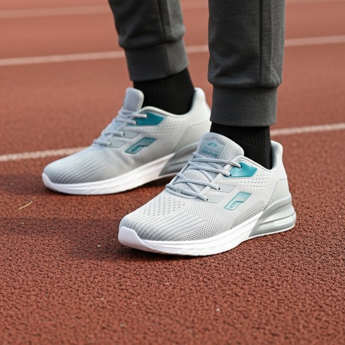 FLYO Men's Light Grey Mesh Ultra-Comfort Sports Running Shoes - Image 2