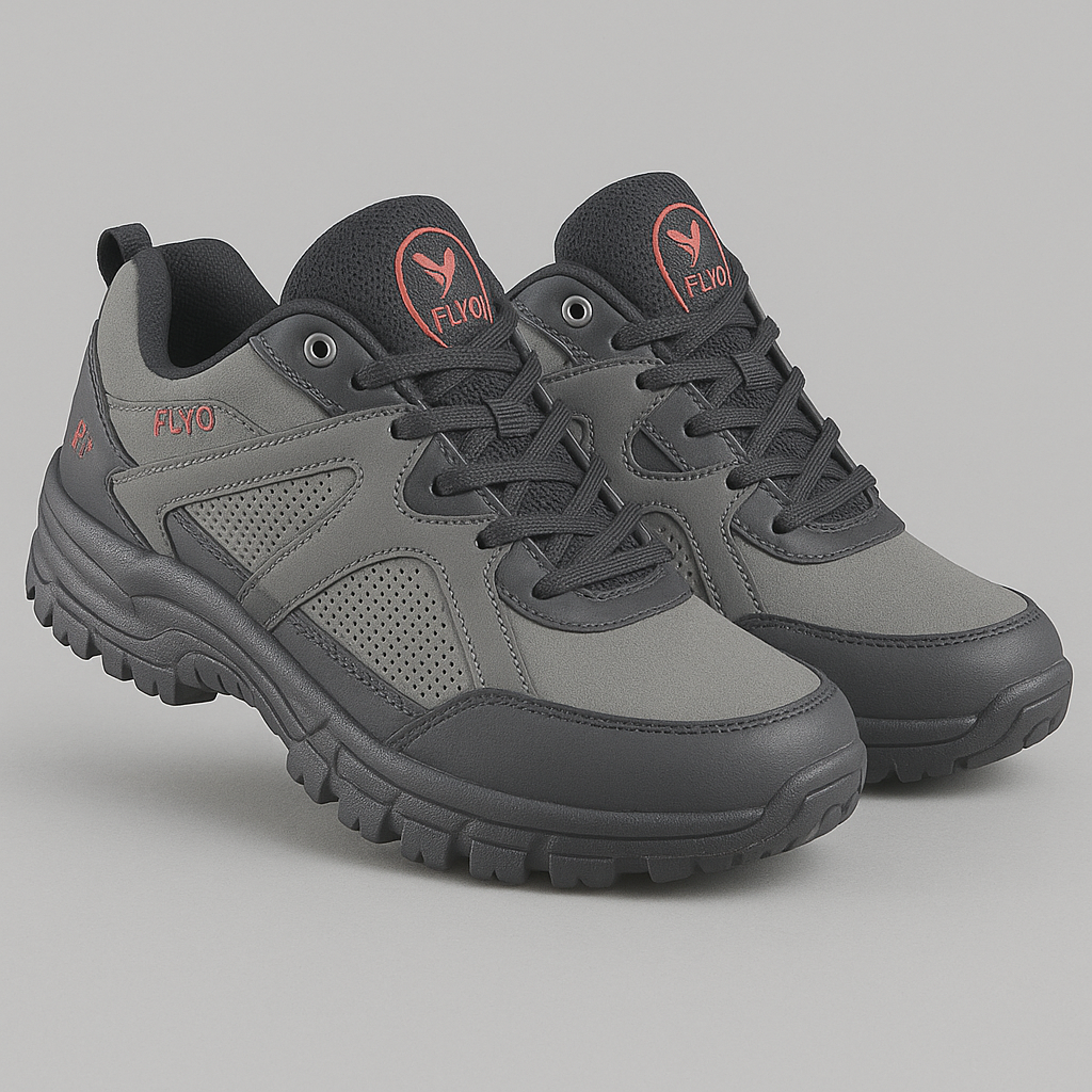 FLYO Men’s Premium Outdoor Sports Shoes – Grey & Black